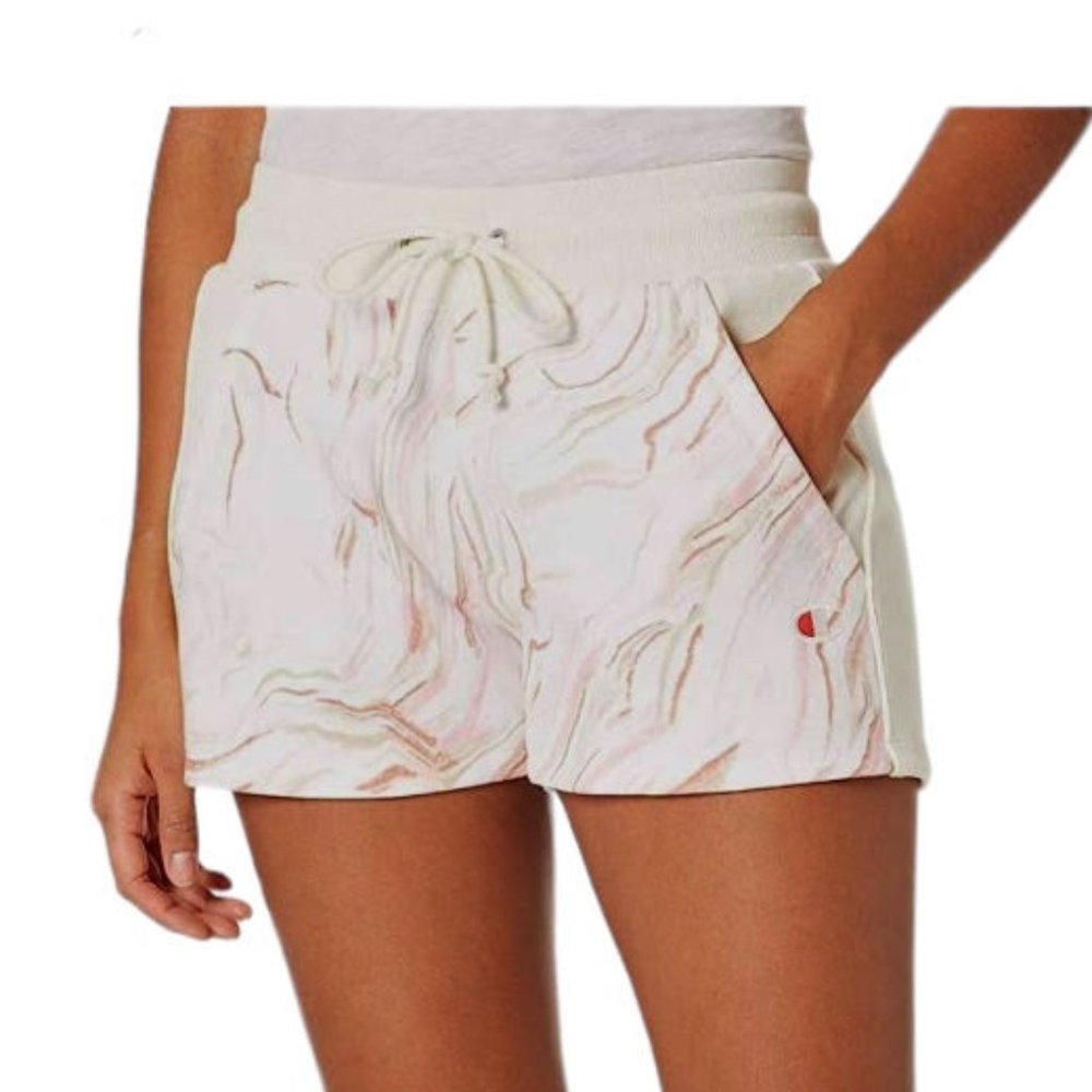 Champion Small White Patterned Reverse Weave Shorts NEW WITH TAGS